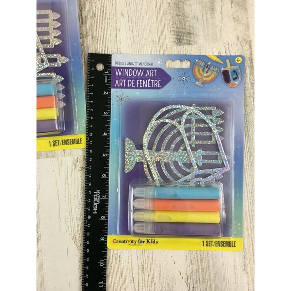 Lot of 2 Creativity for Kids Hanukkah Holiday Dreidel Menorah Window Art Kits - Picture 5 of 5